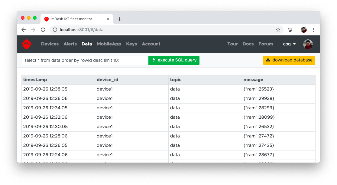 database UI
